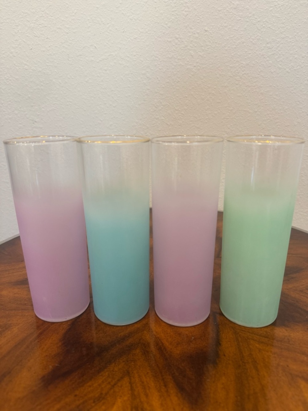 Set of 4 1950’s Federal Glass Frosted High Ball Cocktail Glasses